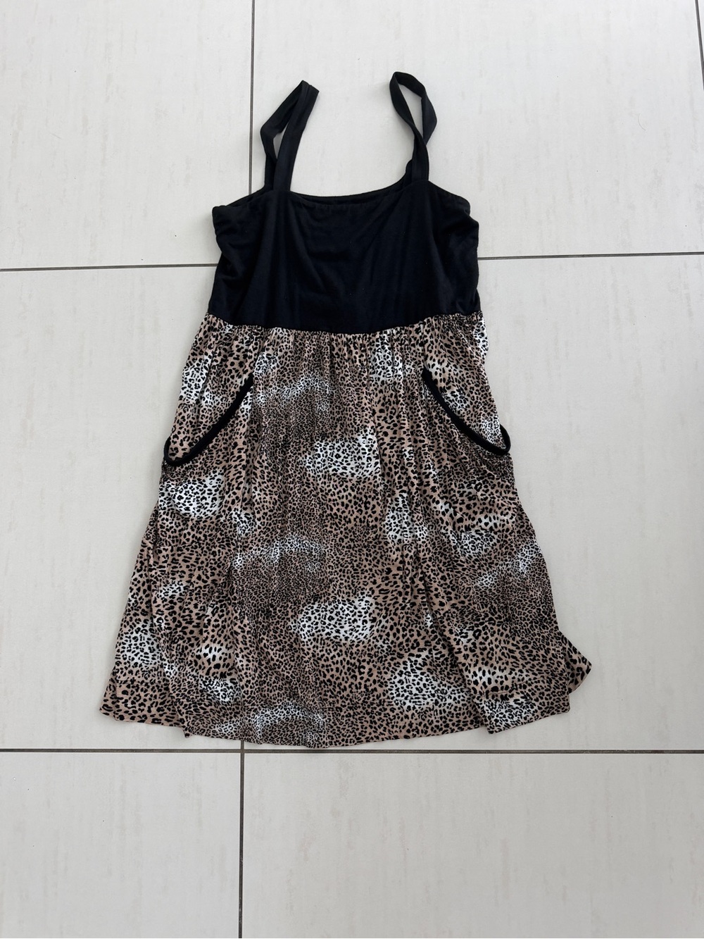 Aqua Black & Leopard Print Girls Sundress